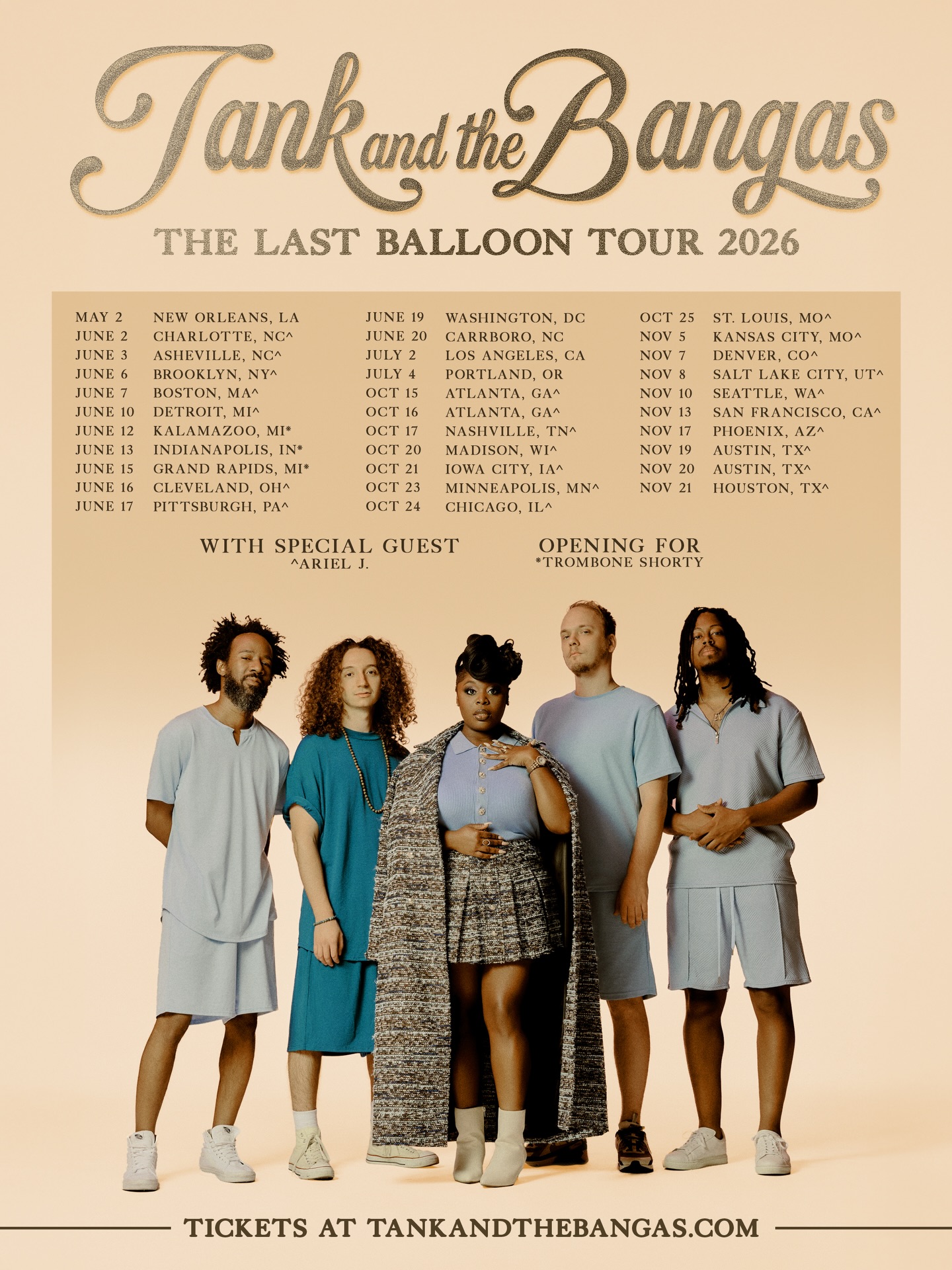 Tank and The Bangas The Last Balloon Tour Poster 2026